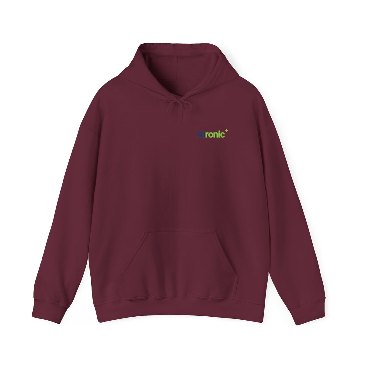 Maroon hoodie featuring "I Challenge AI to Do My Job" by AIronic, product view 5