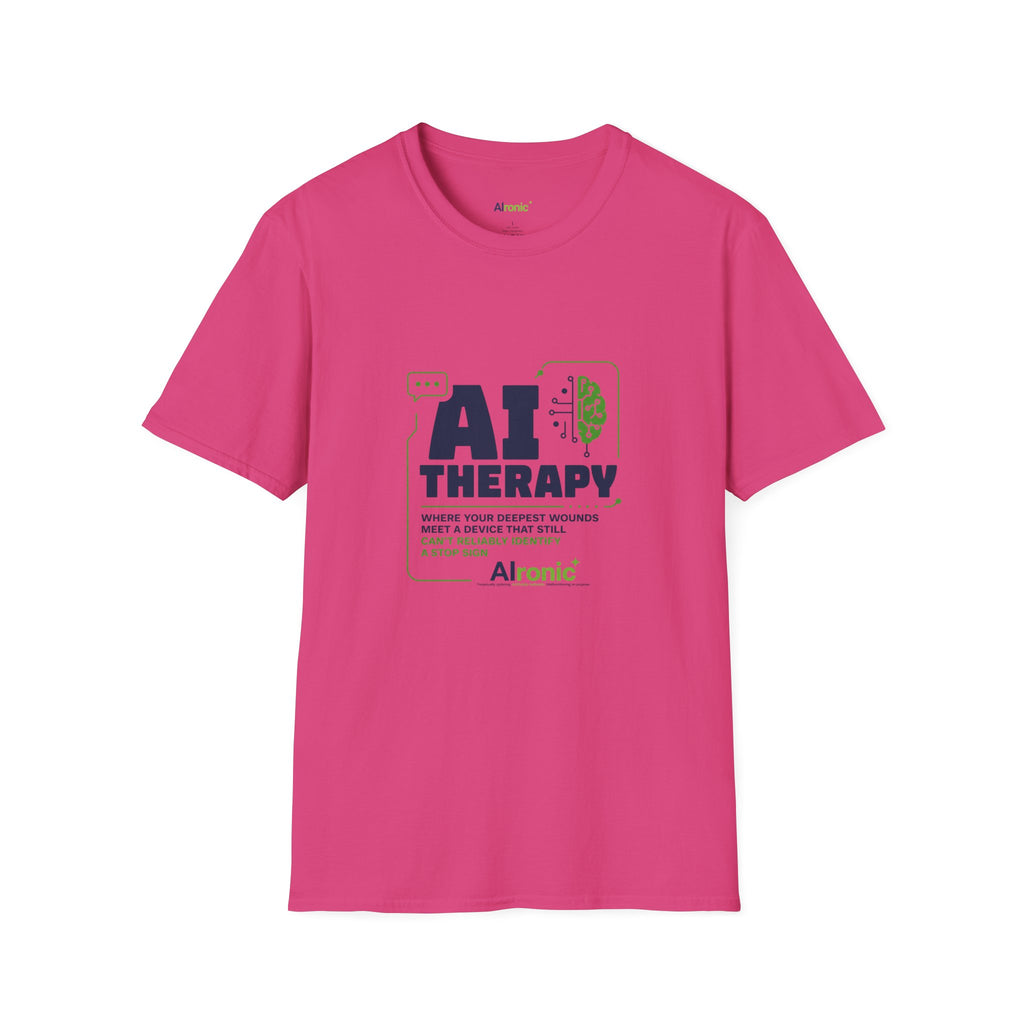 T-Shirt featuring "AI Therapy" AI humor design by AIronic, gallery view 44