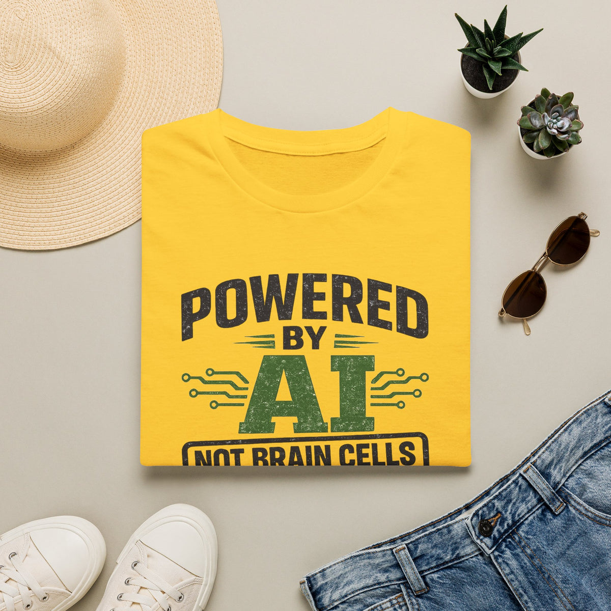 Daisy T-Shirt featuring "Powered by AI" AI humor design by AIronic, gallery view 7