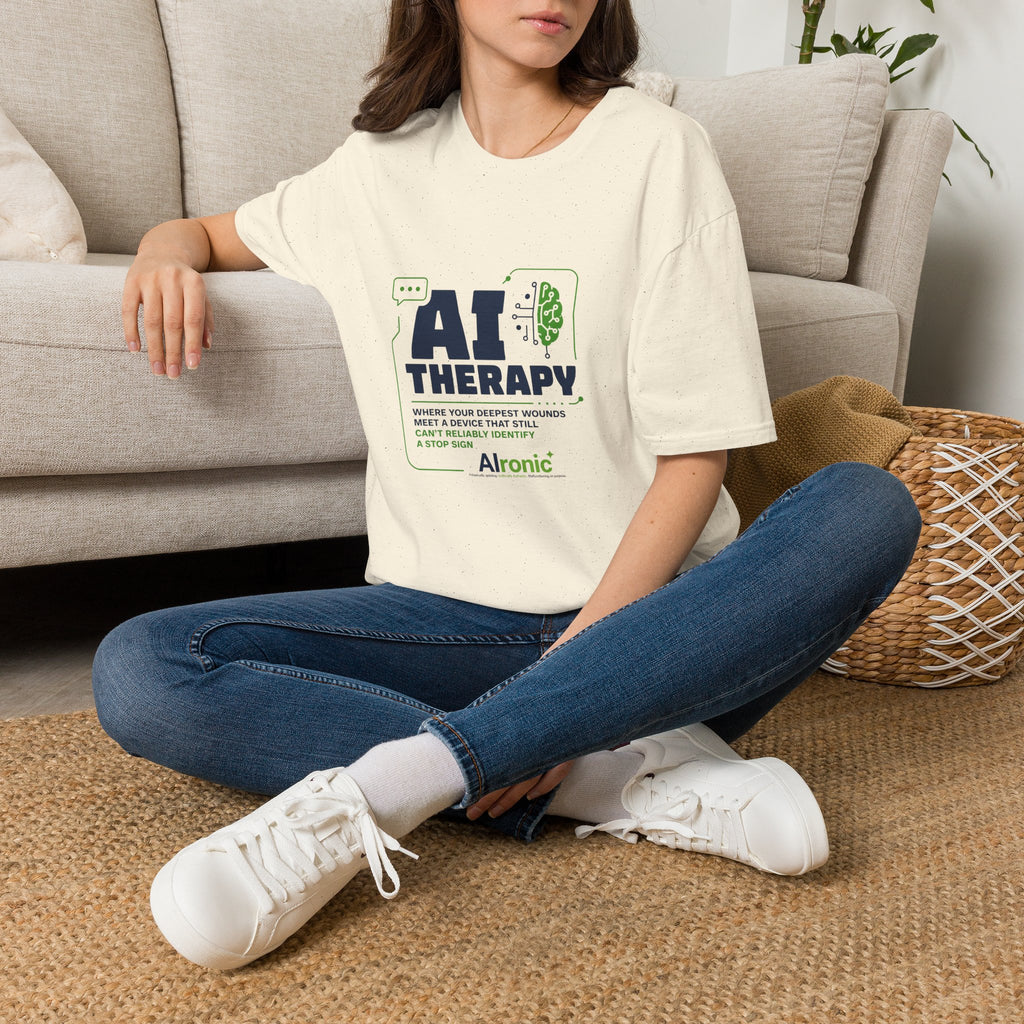T-Shirt featuring "AI Therapy" AI humor design by AIronic, gallery view 28