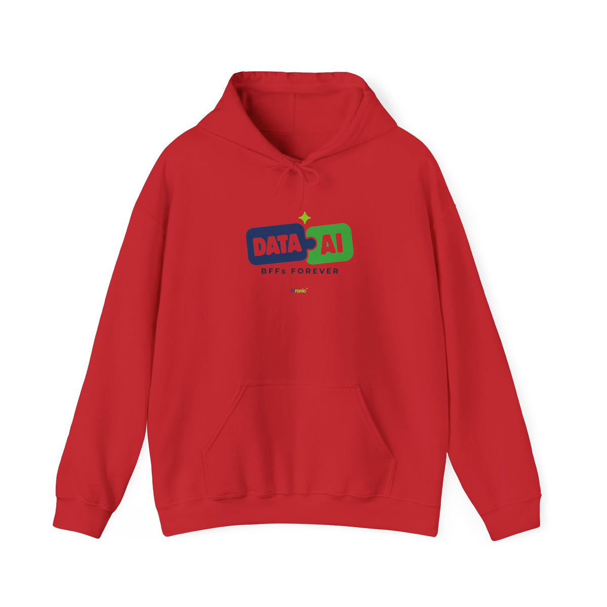 AIronic Hoodie featuring "Data + AI BFFs Forever" AI humor design, gallery view 12