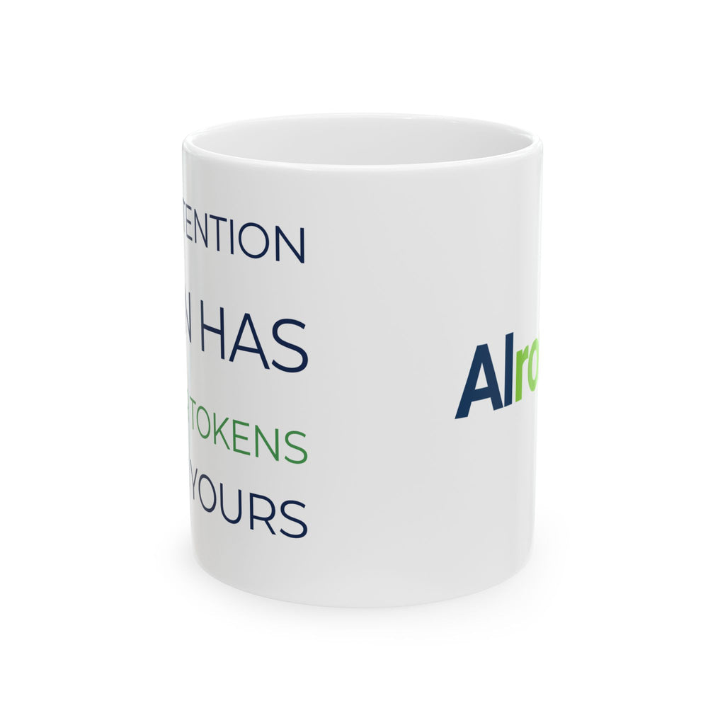 Mug featuring "Attention Span - Fewer Tokens" AI humor design by AIronic, gallery view 3