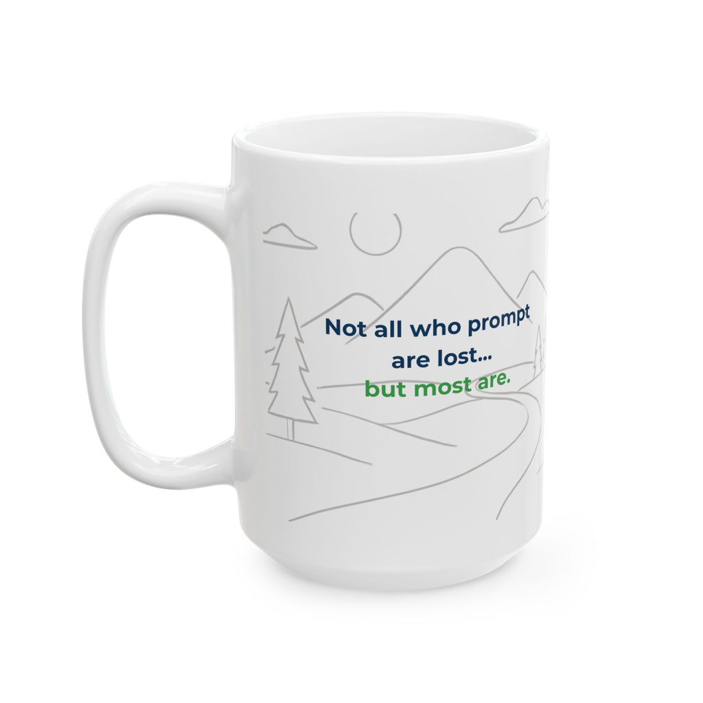 Mug featuring "AI Wandering" AI humor design by AIronic, gallery view 7