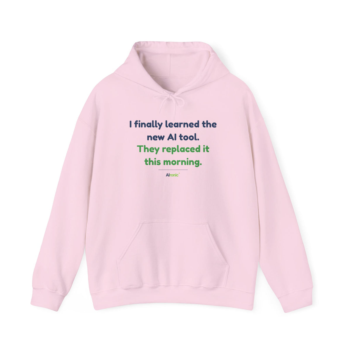 Hoodie featuring “They Replaced the AI Tool” AI humor design by AIronic, gallery view 11