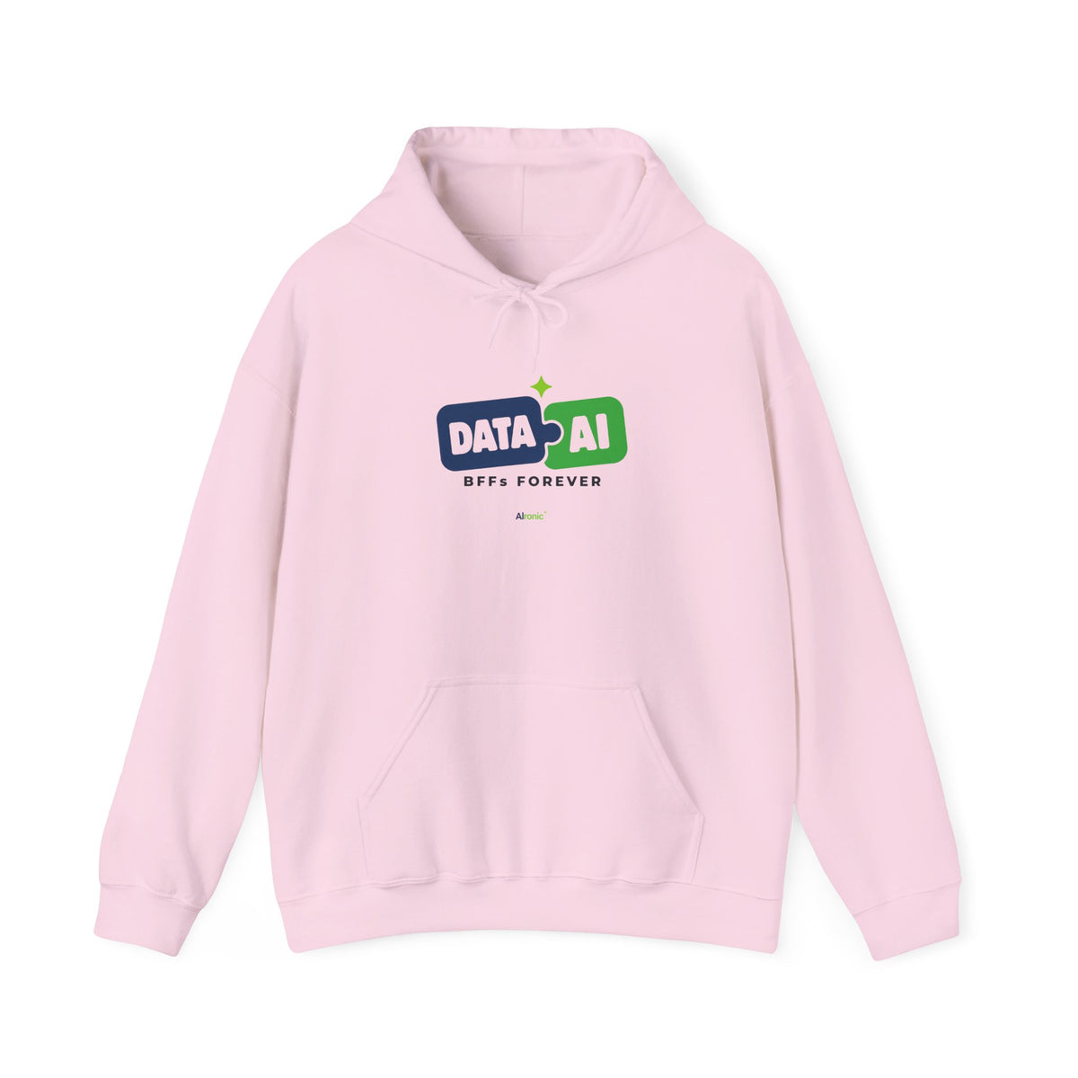 AIronic Hoodie featuring "Data + AI BFFs Forever" AI humor design, gallery view 11