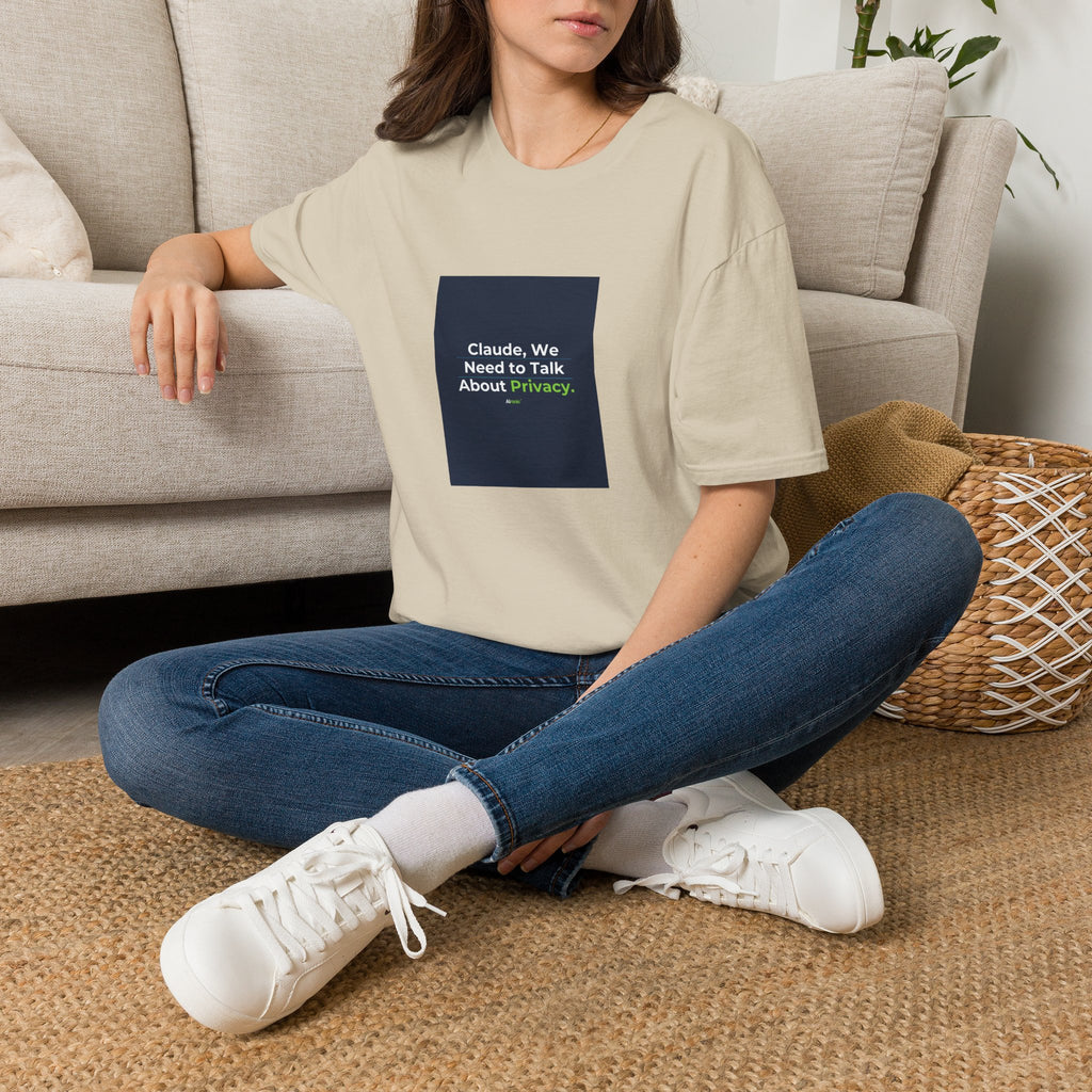 T-Shirt featuring "Claude Privacy" AI humor design by AIronic, gallery view 19