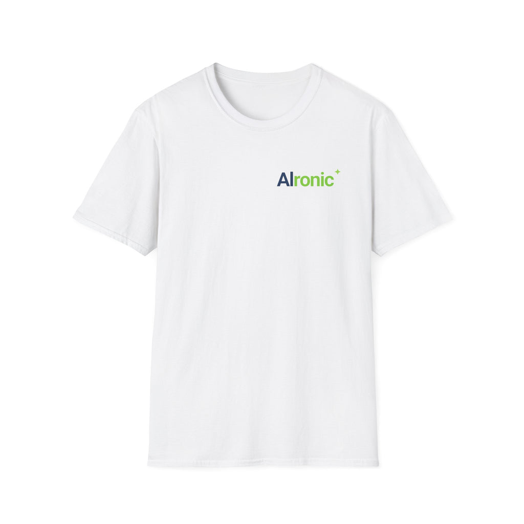 T-Shirt featuring "AIronic Minimal Logo Edition" AI humor design by AIronic, gallery view 15
