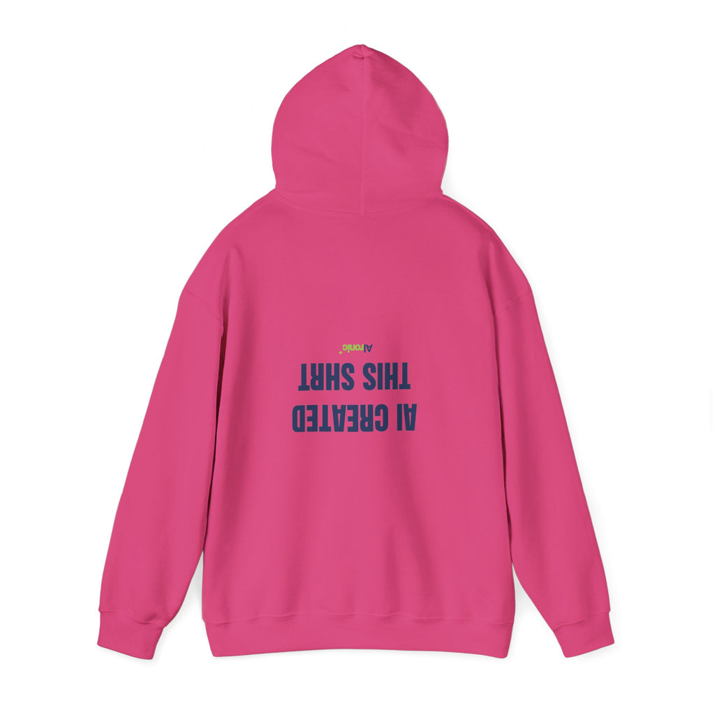 Royal hoodie featuring “AI created this shirt” AI humor design by AIronic, catalog view 4