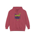 Crimson hoodie featuring “My AI agent has boundary issues” AI humor design by AIronic, catalog view 1