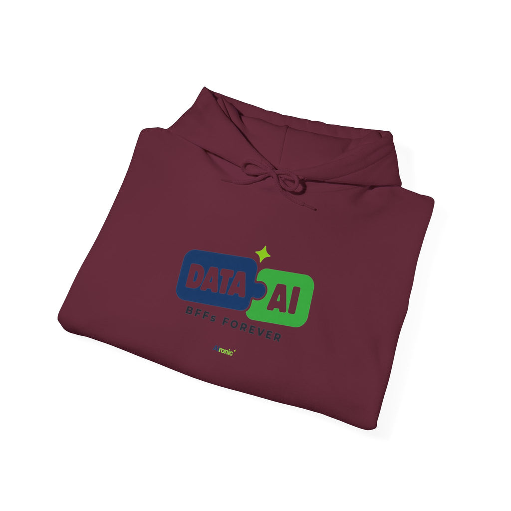 AIronic Hoodie featuring "Data + AI BFFs Forever" AI humor design, gallery view 26