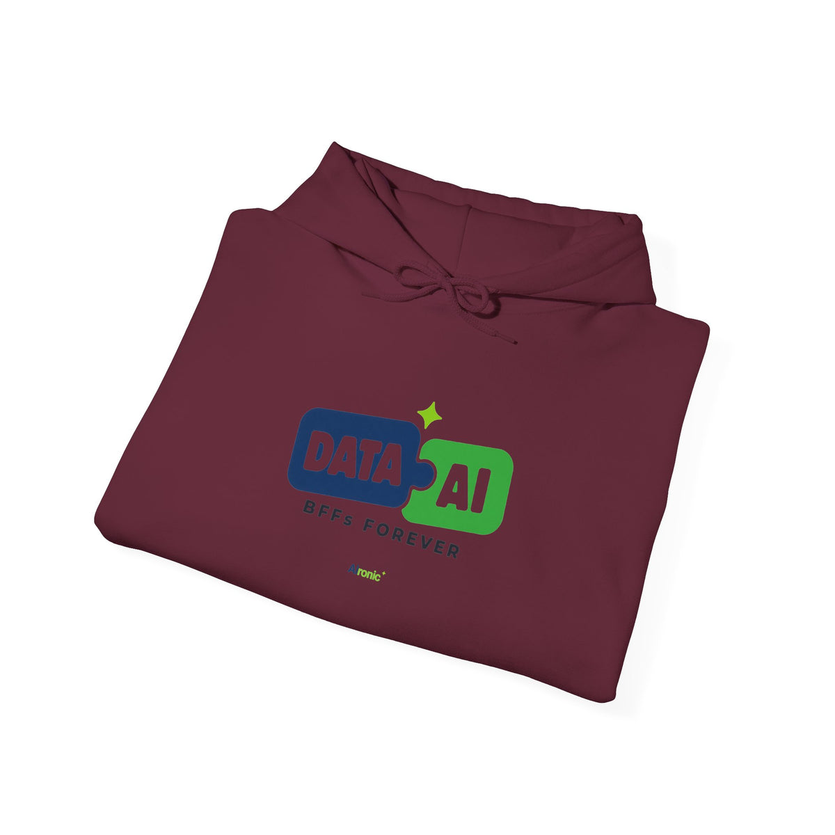 AIronic Hoodie featuring "Data + AI BFFs Forever" AI humor design, gallery view 26