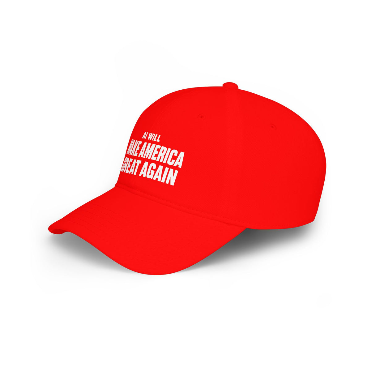 Hat featuring "AI Will Make America Great Again" AI humor design by AIronic, gallery view 3