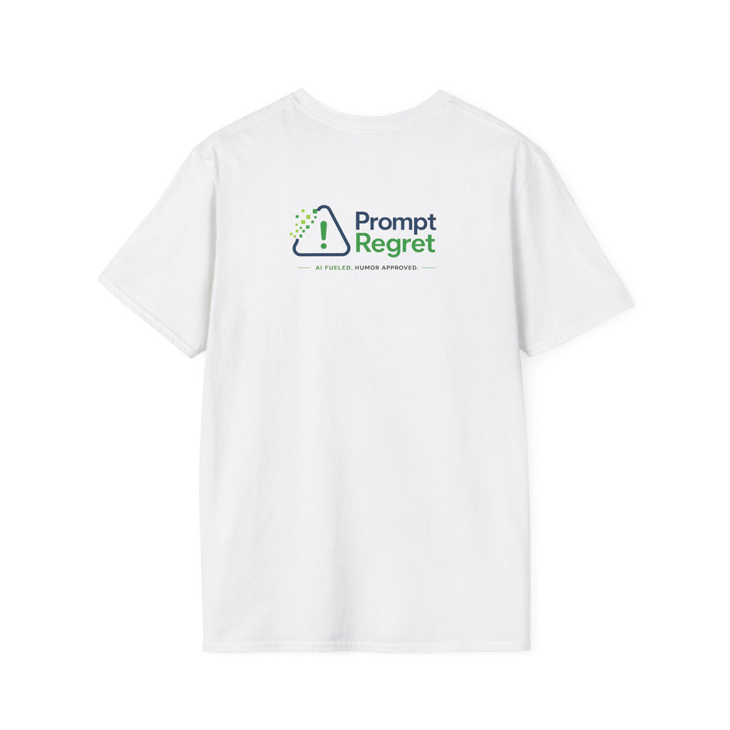 T-Shirt featuring "Not All Who Prompt Are Lost" AI humor design by AIronic, gallery view 8