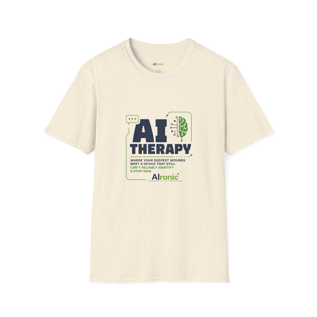 T-Shirt featuring "AI Therapy" AI humor design by AIronic, gallery view 29