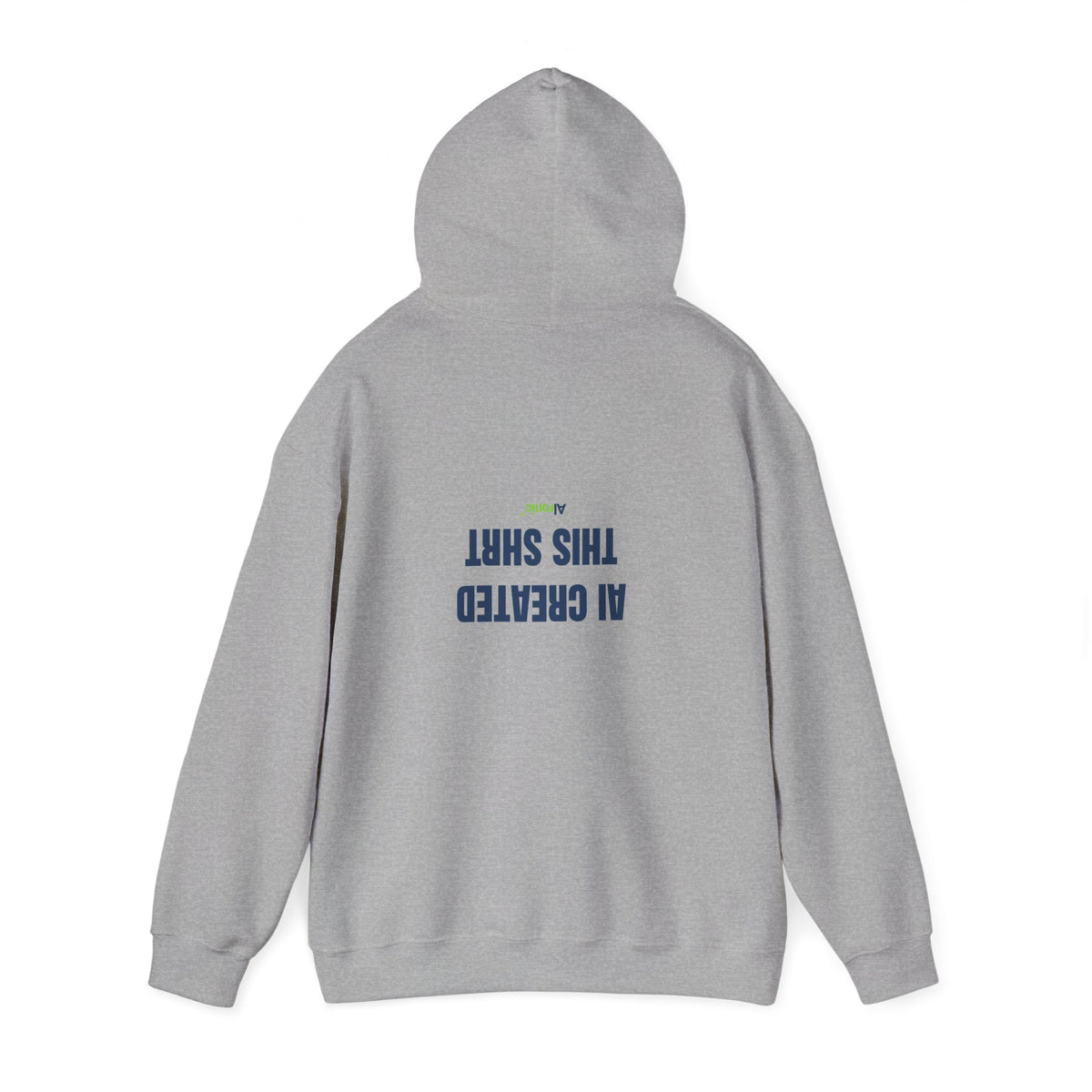 Light Pink hoodie featuring minimal “AI created this shirt” AI humor design by AIronic, catalog view 2