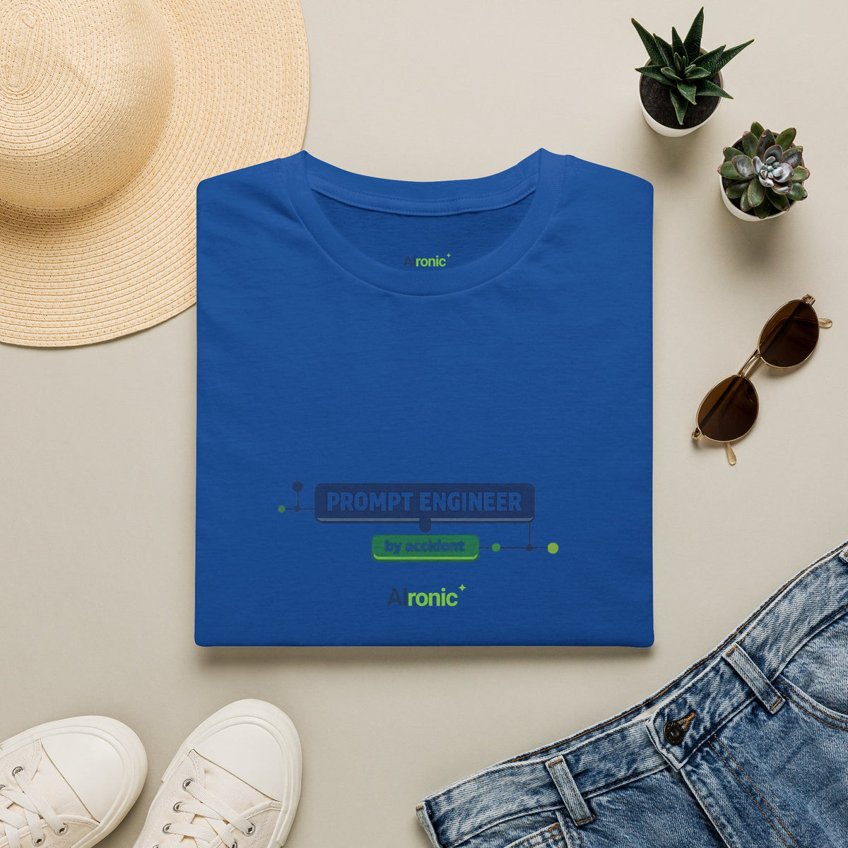 Royal T-Shirt featuring "Prompt Engineer by Accident" AI humor design by AIronic, gallery view 8