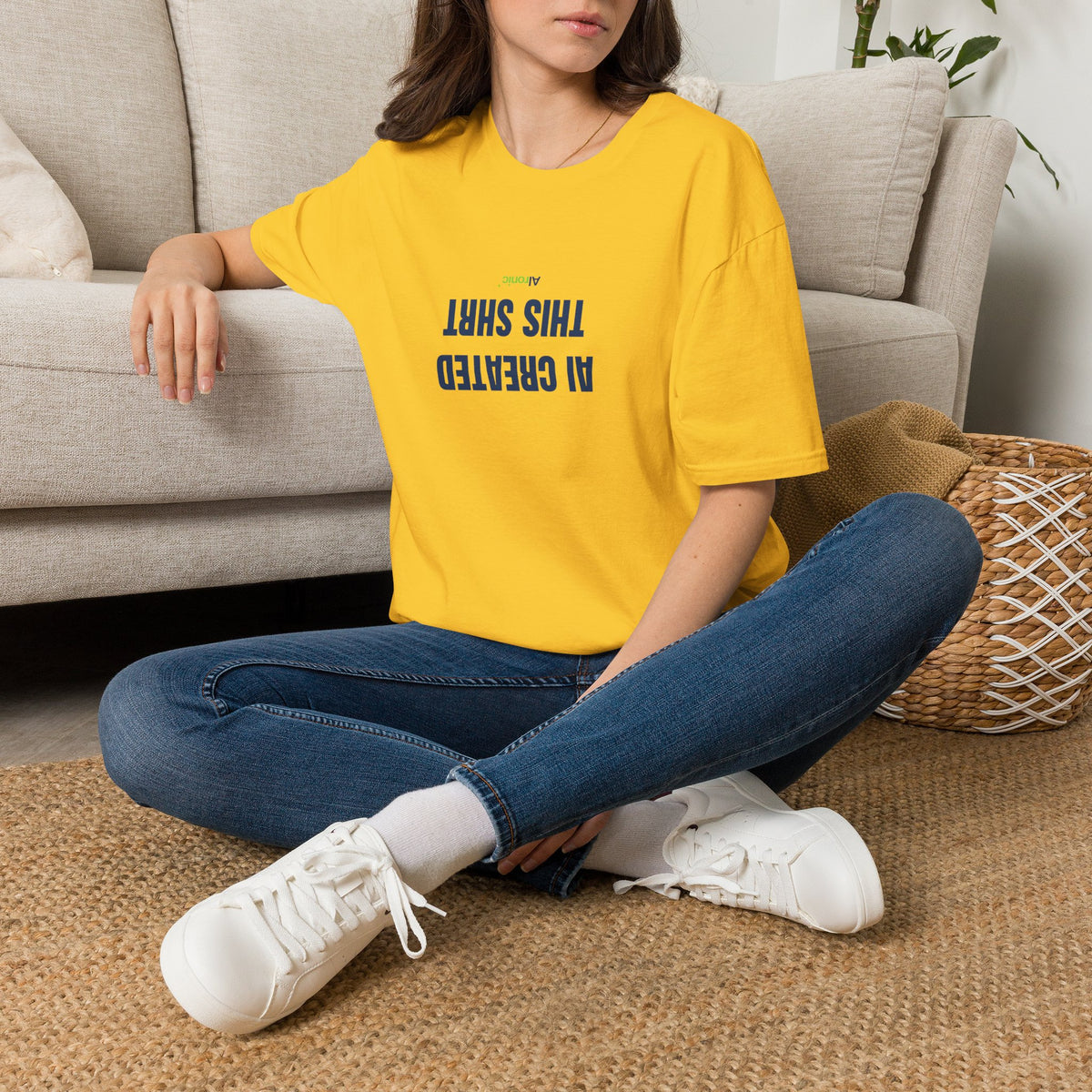 T-Shirt featuring "AI Created" AI humor design by AIronic, gallery view 31