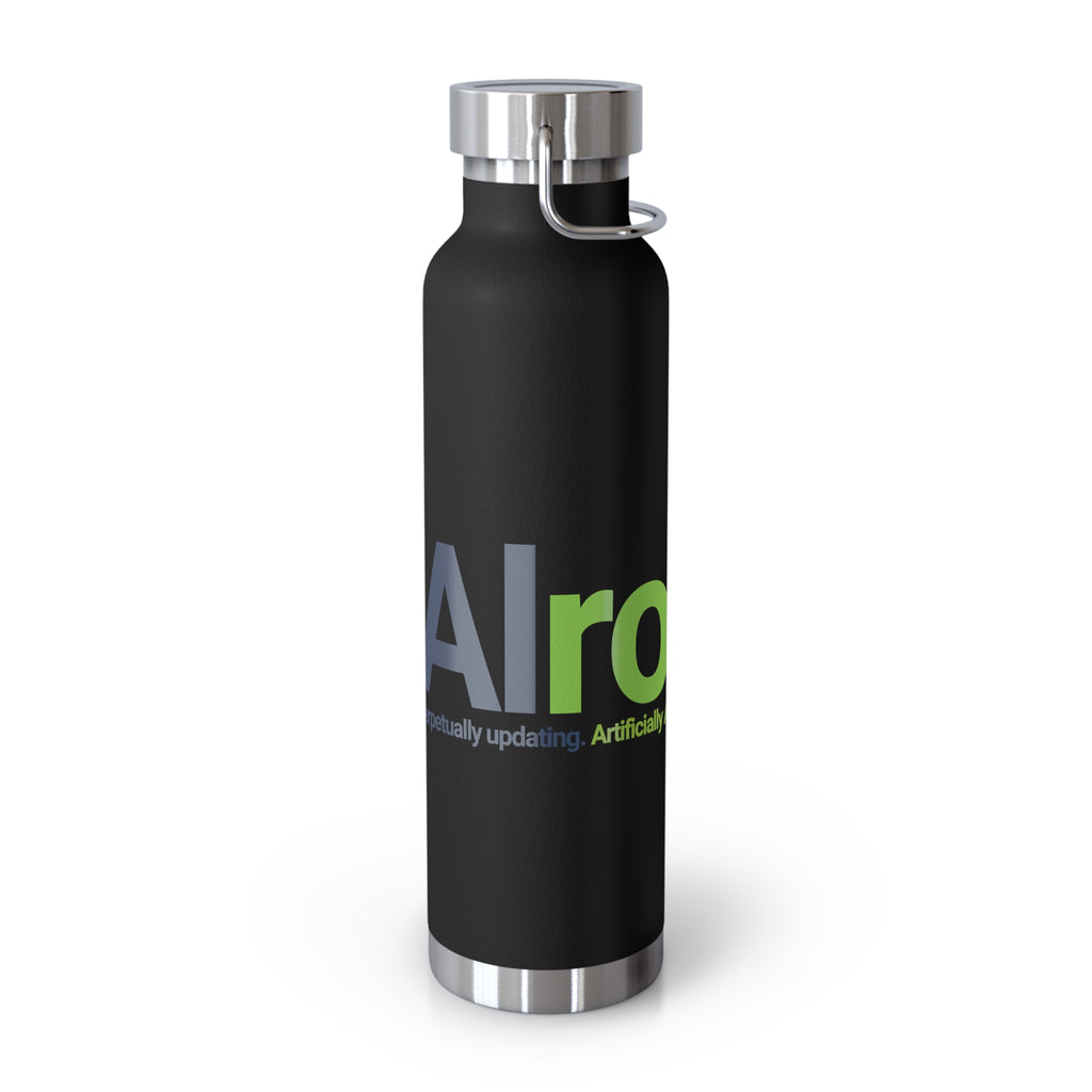 Black Water Bottle featuring "AIronic Logo" AI humor design by AIronic, gallery view 4
