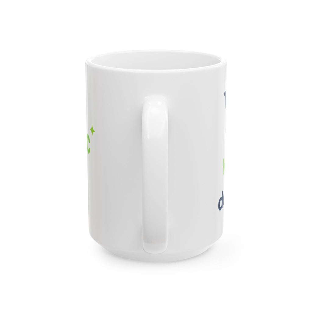 Mug featuring "Trained on My Worst Decisions" AI humor design by AIronic, gallery view 6