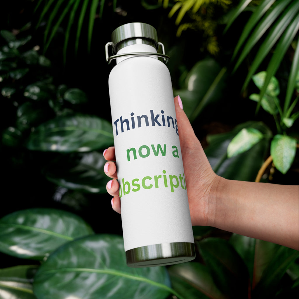 Water Bottle featuring "Thinking Now a Subscription" AI humor design by AIronic, gallery view 12