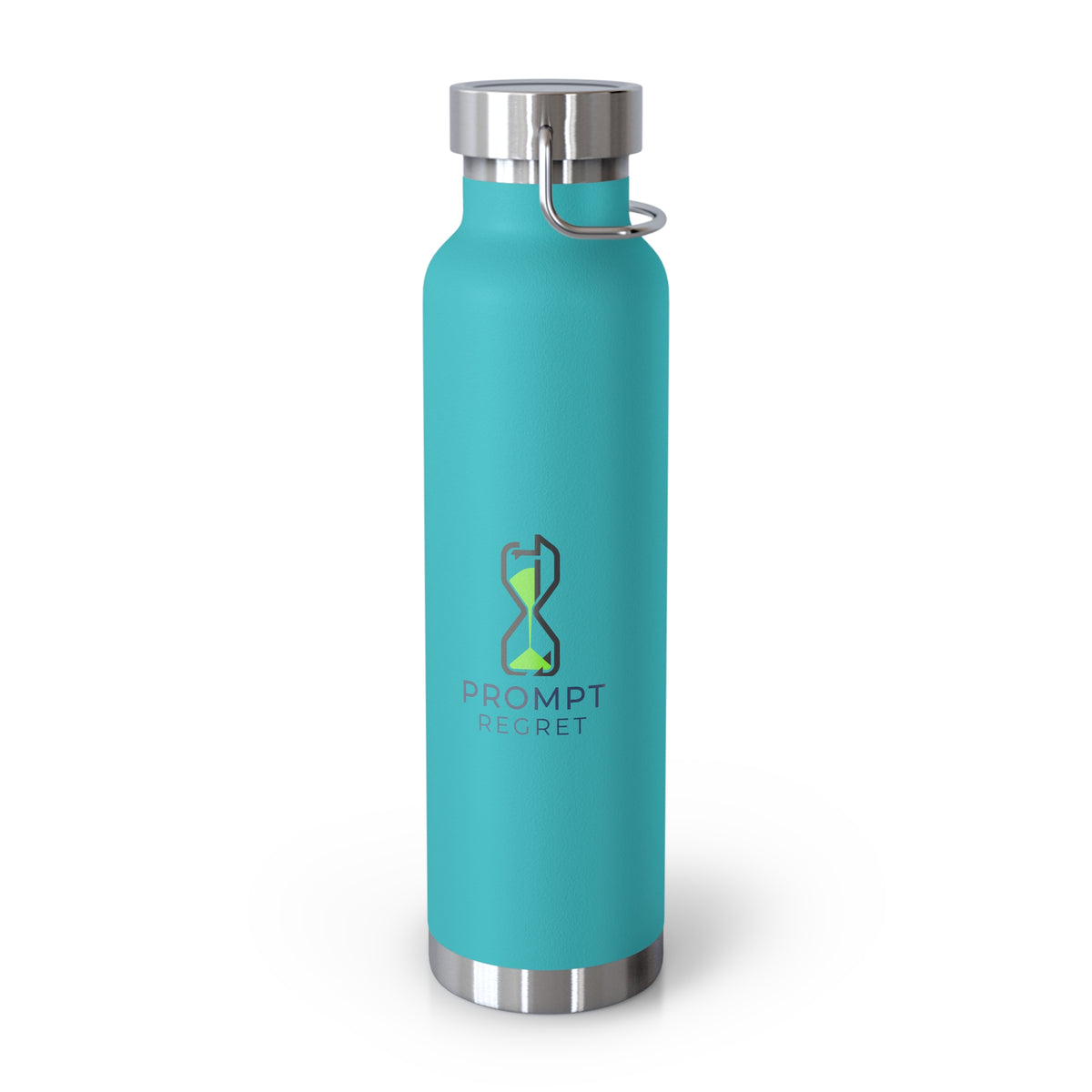 Mint Green Water Bottle featuring "AIronic Prompt Regret Logo" AI humor design by AIronic, gallery view 6