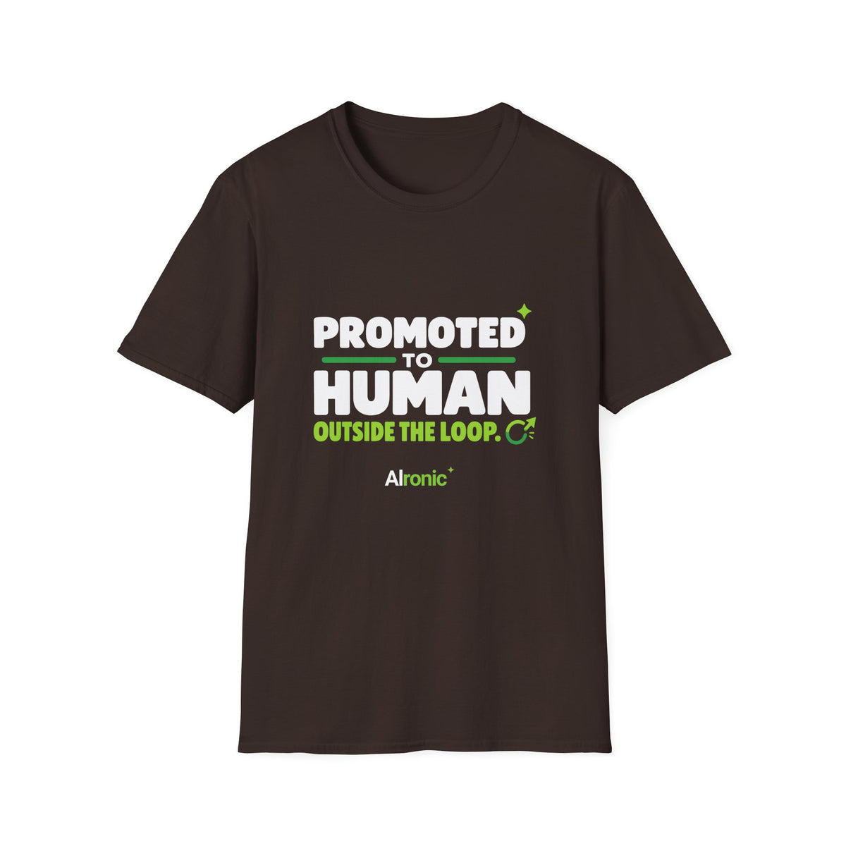 AIronic T-shirt featuring “Promoted to Human Outside the Loop” AI humor design, gallery view 4