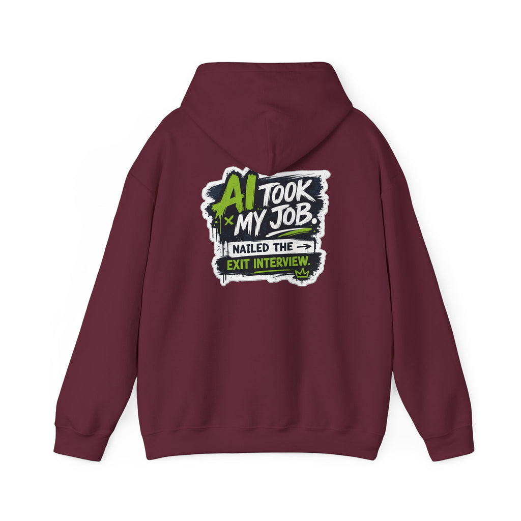 Hoodie featuring “AI Took My Job” AI humor design by AIronic, gallery view 25