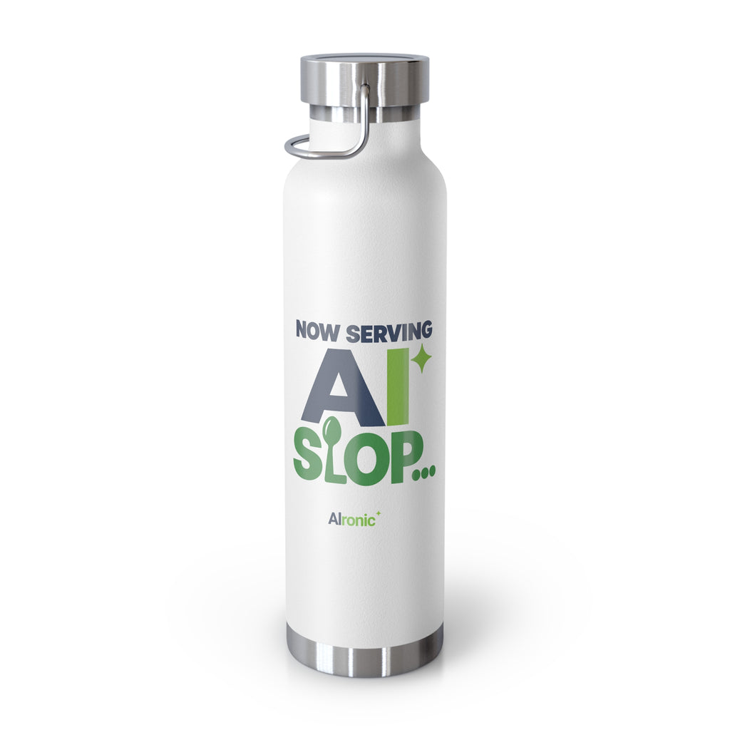 AIronic water bottle featuring "Now Serving AI Slop" AI humor design, gallery view 10