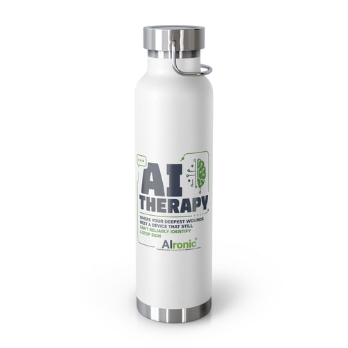 White Water Bottle featuring "AI Therapy" AI humor design by AIronic, gallery view 1