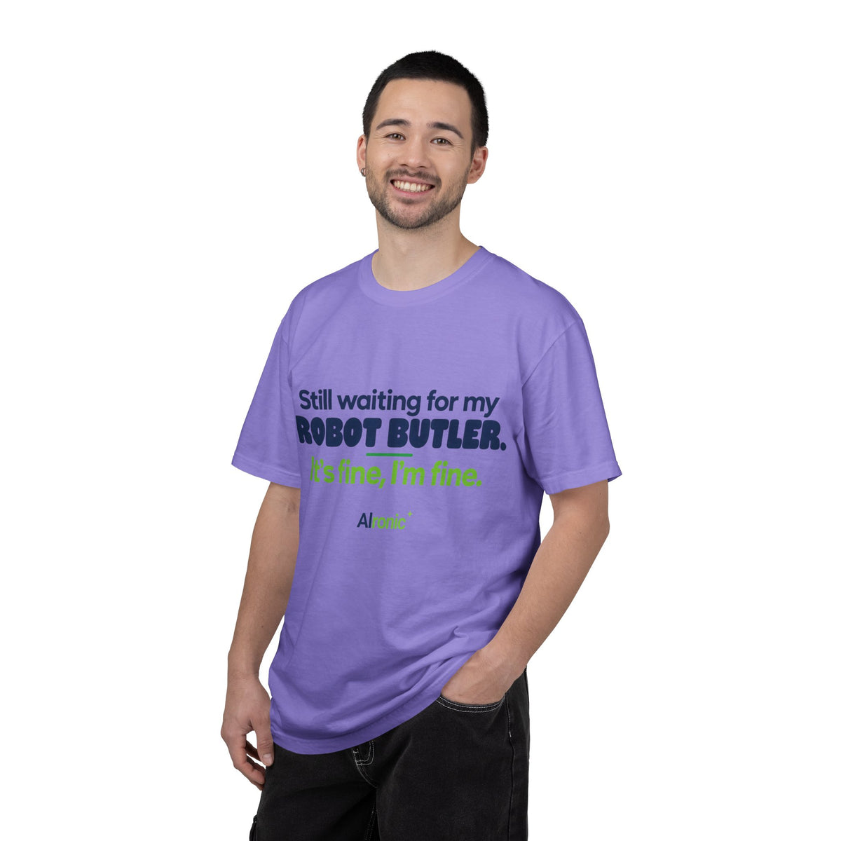 Still Waiting for My Robot Butler T-Shirt — Funny Tech Humor Tee