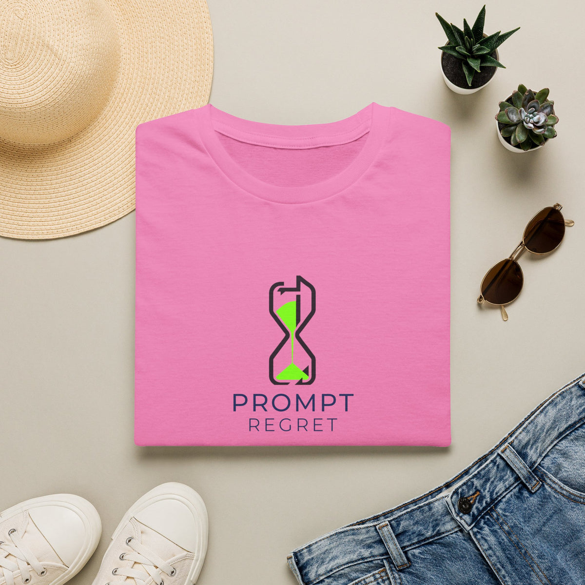 Azalea T-Shirt featuring "Prompt Regret Hourglass" AI humor design by AIronic, gallery view 7