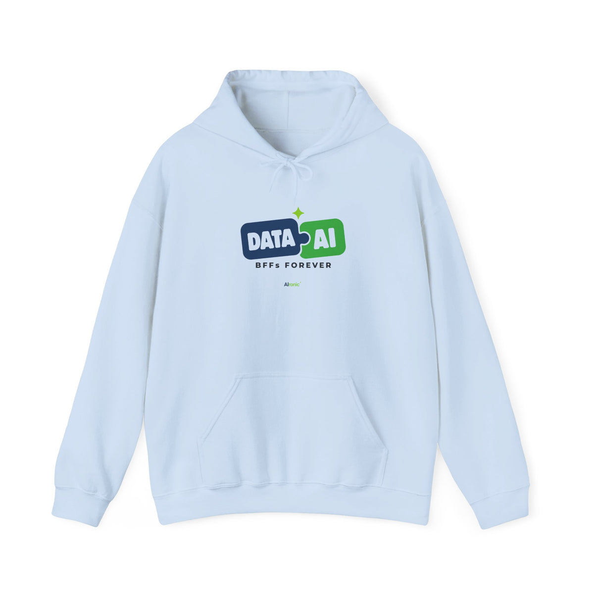 AIronic Hoodie featuring "Data + AI BFFs Forever" AI humor design, gallery view 8