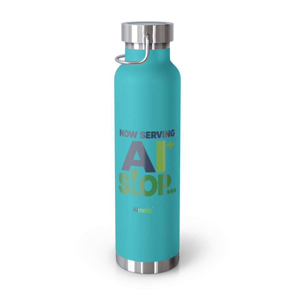 AIronic water bottle featuring "Now Serving AI Slop" AI humor design, gallery view 20