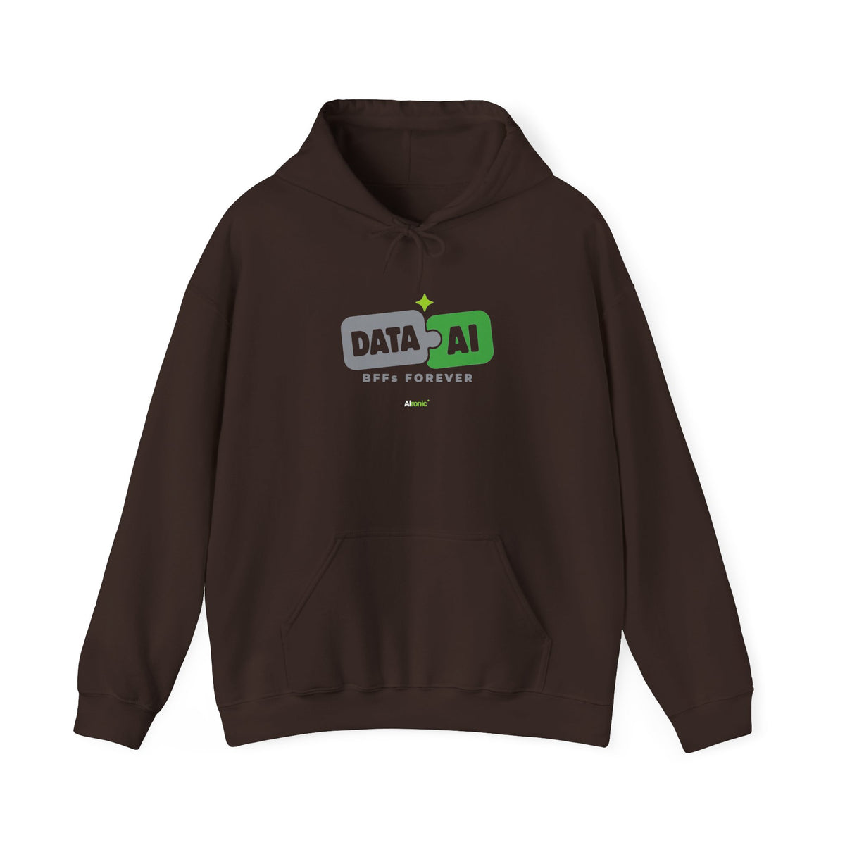 AIronic Hoodie featuring "Data + AI BFFs Forever" AI humor design, gallery view 6