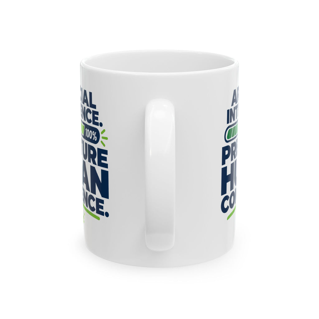 AIronic mug featuring "Premature Human Confidence" AI humor design, gallery view 4