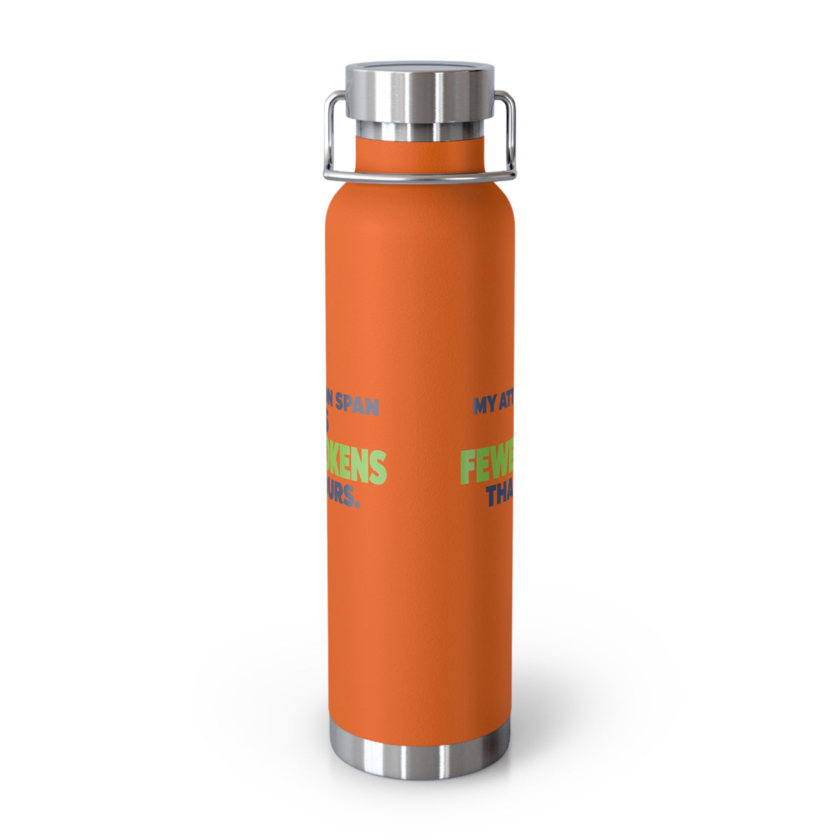 AIronic Water Bottle featuring "My Attention Span Has Fewer Tokens Than Yours" AI humor design, gallery view 4