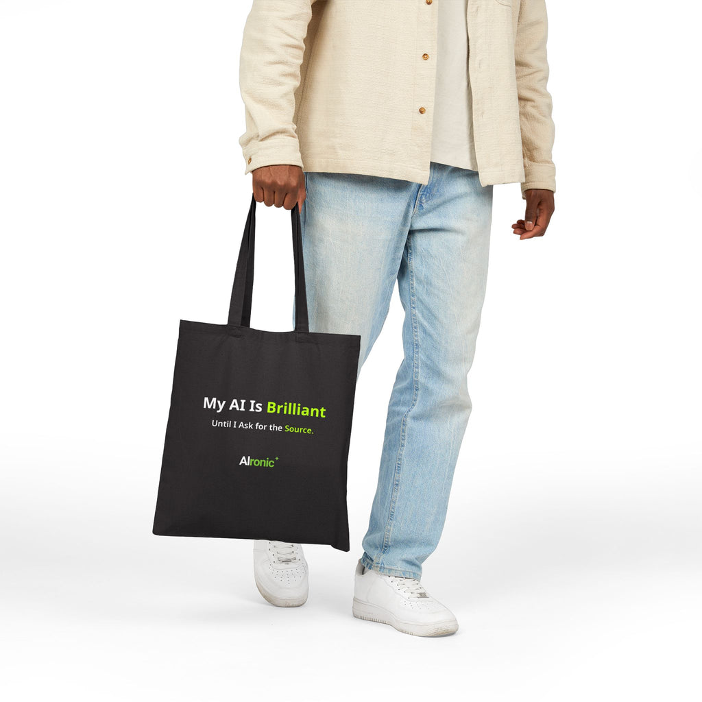 My AI Is Brilliant Until I Ask for the Source Tote Bag | AIronic | AI Humor