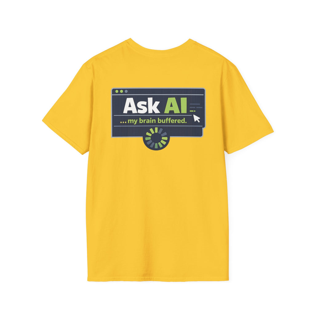 T-Shirt featuring "My Brain Buffered" AI humor design by AIronic, gallery view 33