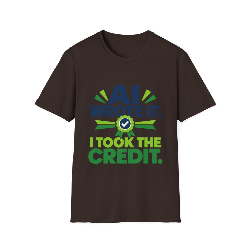 T-Shirt featuring "AI Wrote It. I Took the Credit." AI humor design by AIronic, gallery view 20