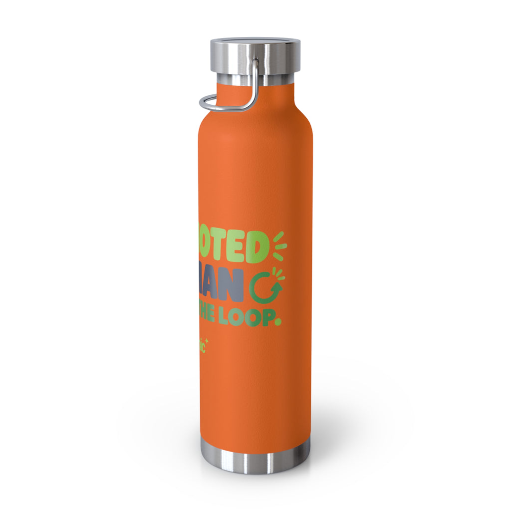 AIronic 22oz water bottle featuring “Promoted to Human Outside the Loop” AI humor design, gallery view 22