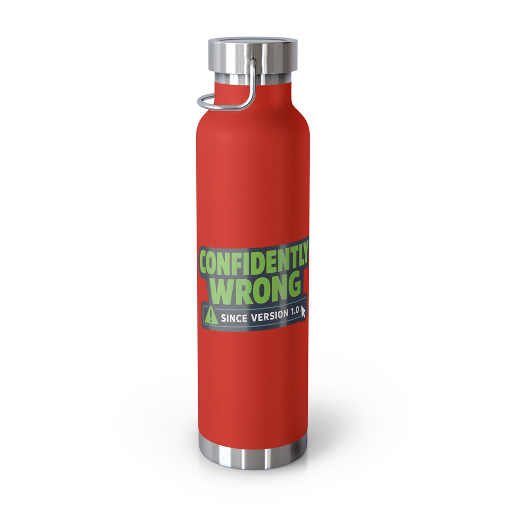 Water Bottle featuring "Confidently Wrong" AI humor design by AIronic, gallery view 13