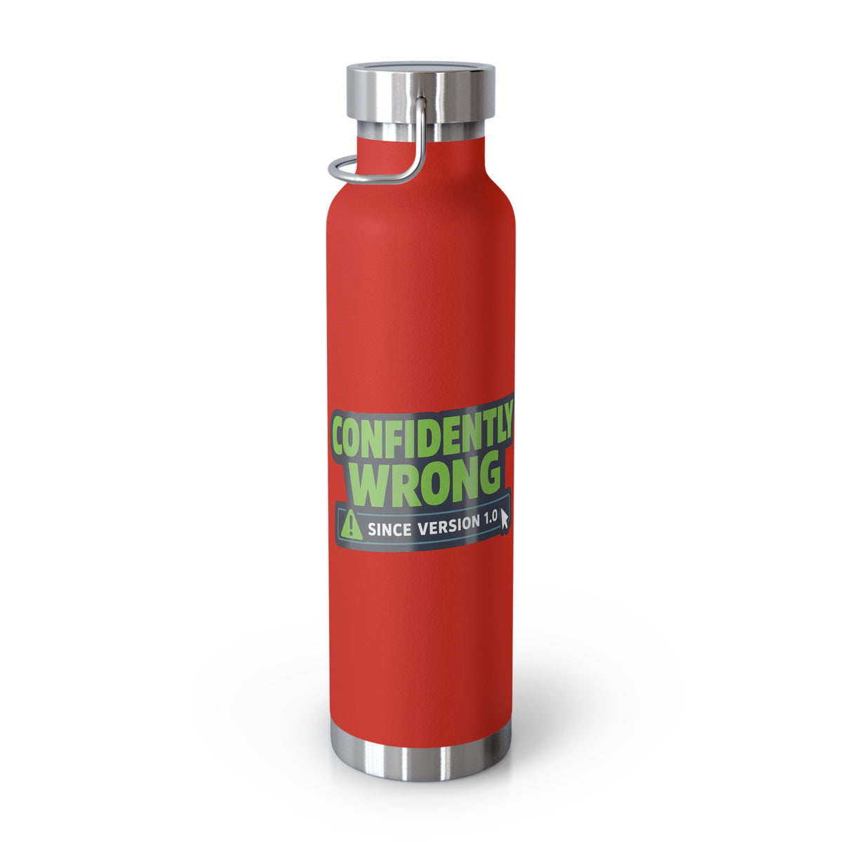 Water Bottle featuring "Confidently Wrong" AI humor design by AIronic, gallery view 13