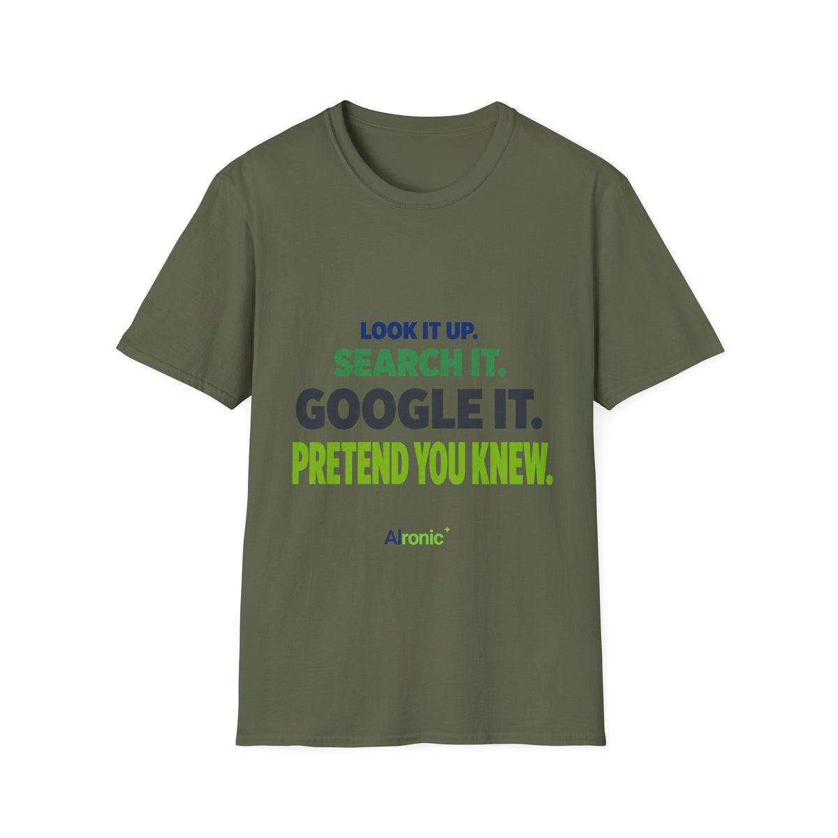 AIronic T-shirt featuring "Google It" AI humor design, gallery view 6
