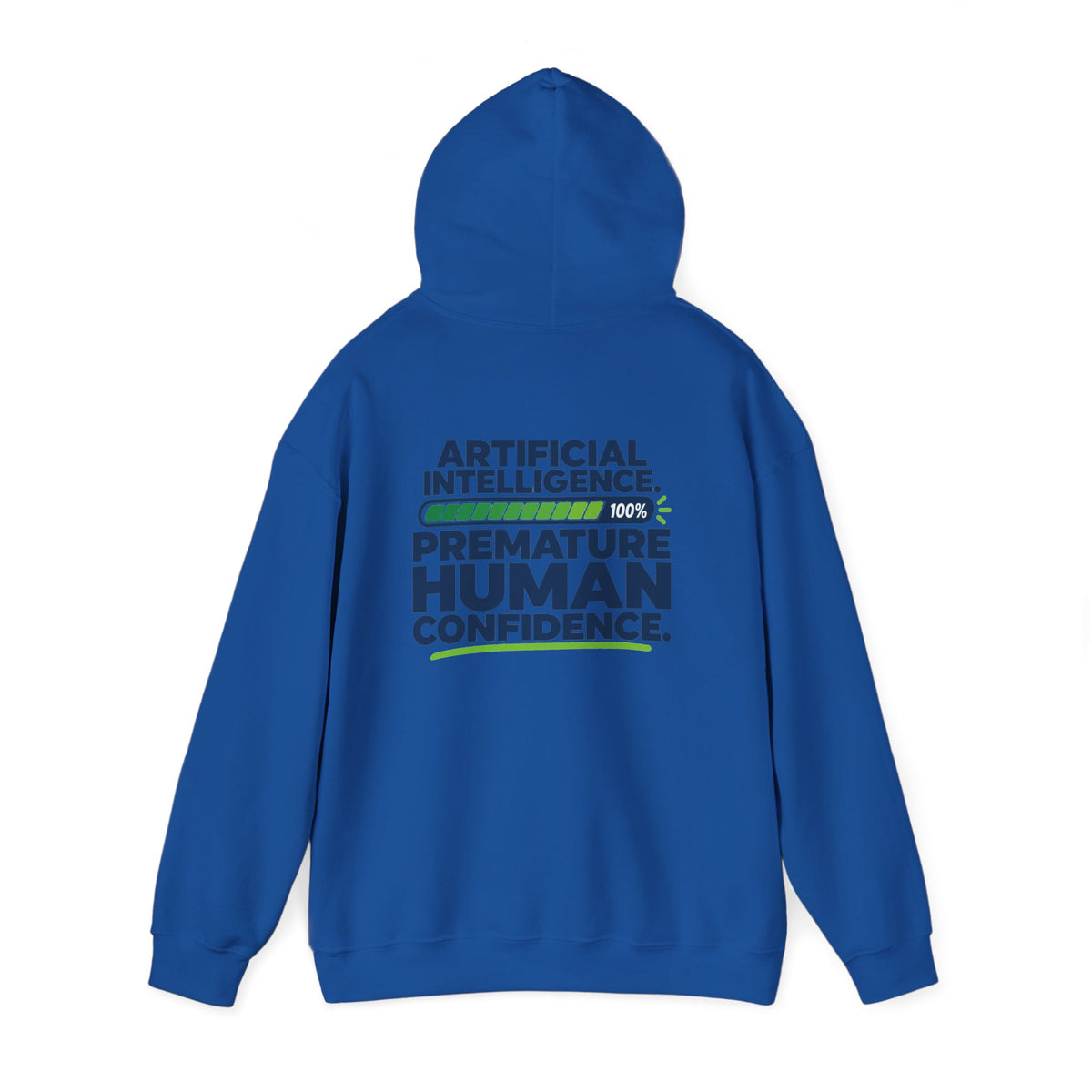 AIronic hoodie featuring "Premature Human Confidence" AI humor design, gallery view 38