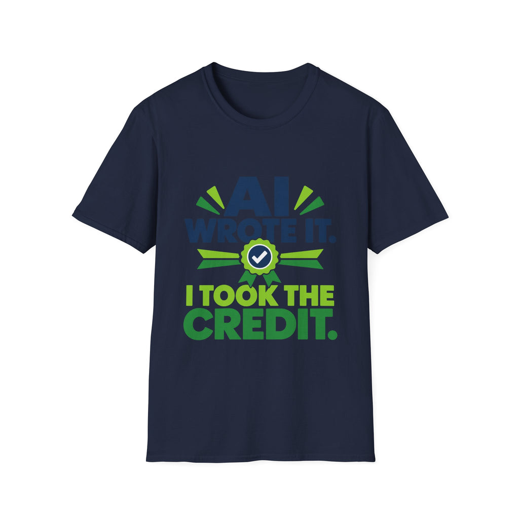 T-Shirt featuring "AI Wrote It. I Took the Credit." AI humor design by AIronic, gallery view 32