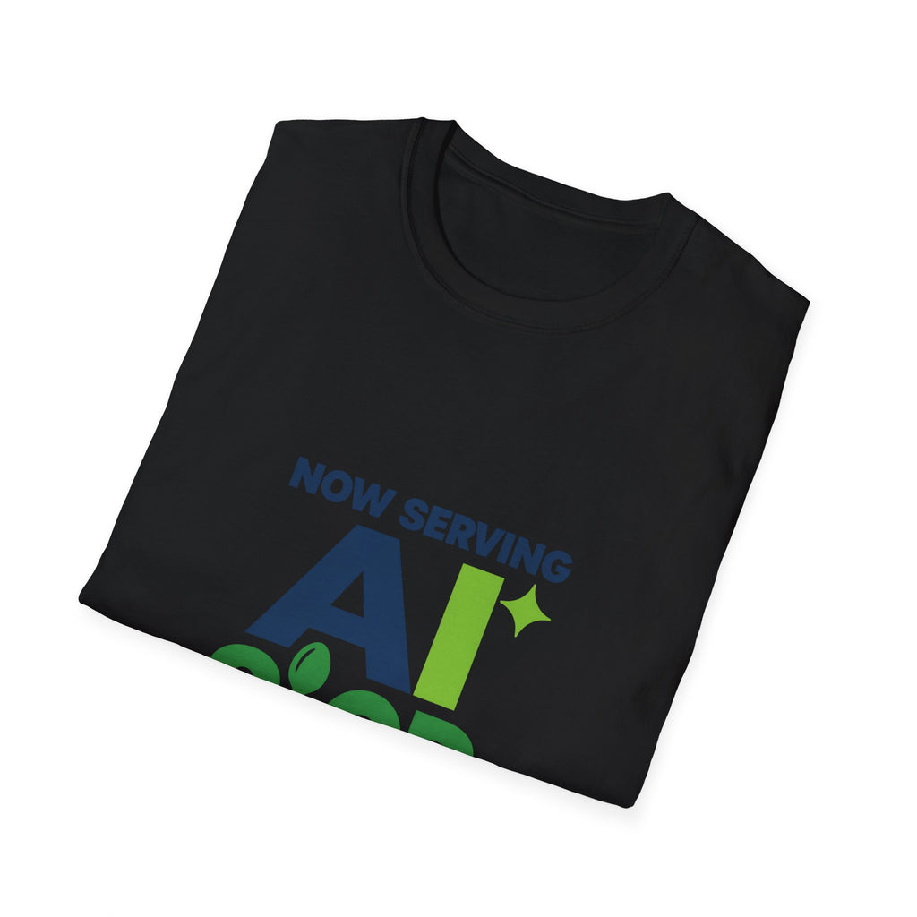 AIronic T-shirt featuring "Now Serving AI Slop" AI humor design, gallery view 15