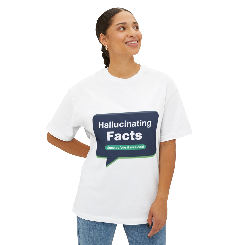 T-Shirt featuring "Hallucinating Facts" AI humor design by AIronic, gallery view 7
