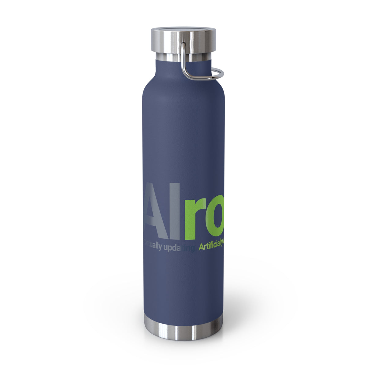 Navy Water Bottle featuring "AIronic Logo" AI humor design by AIronic, gallery view 8