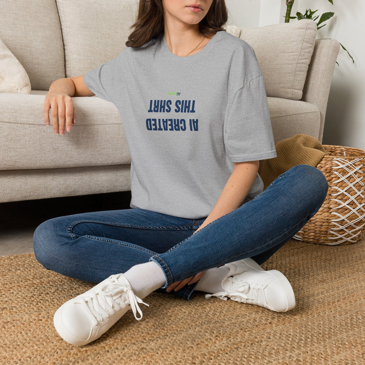 T-Shirt featuring "AI Created" AI humor design by AIronic, gallery view 22