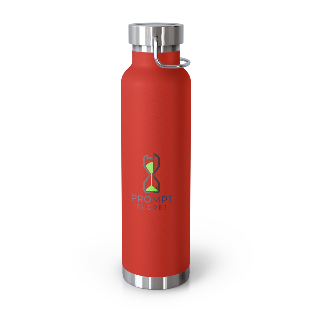 Red Water Bottle featuring "AIronic Prompt Regret Logo" AI humor design by AIronic, gallery view 2